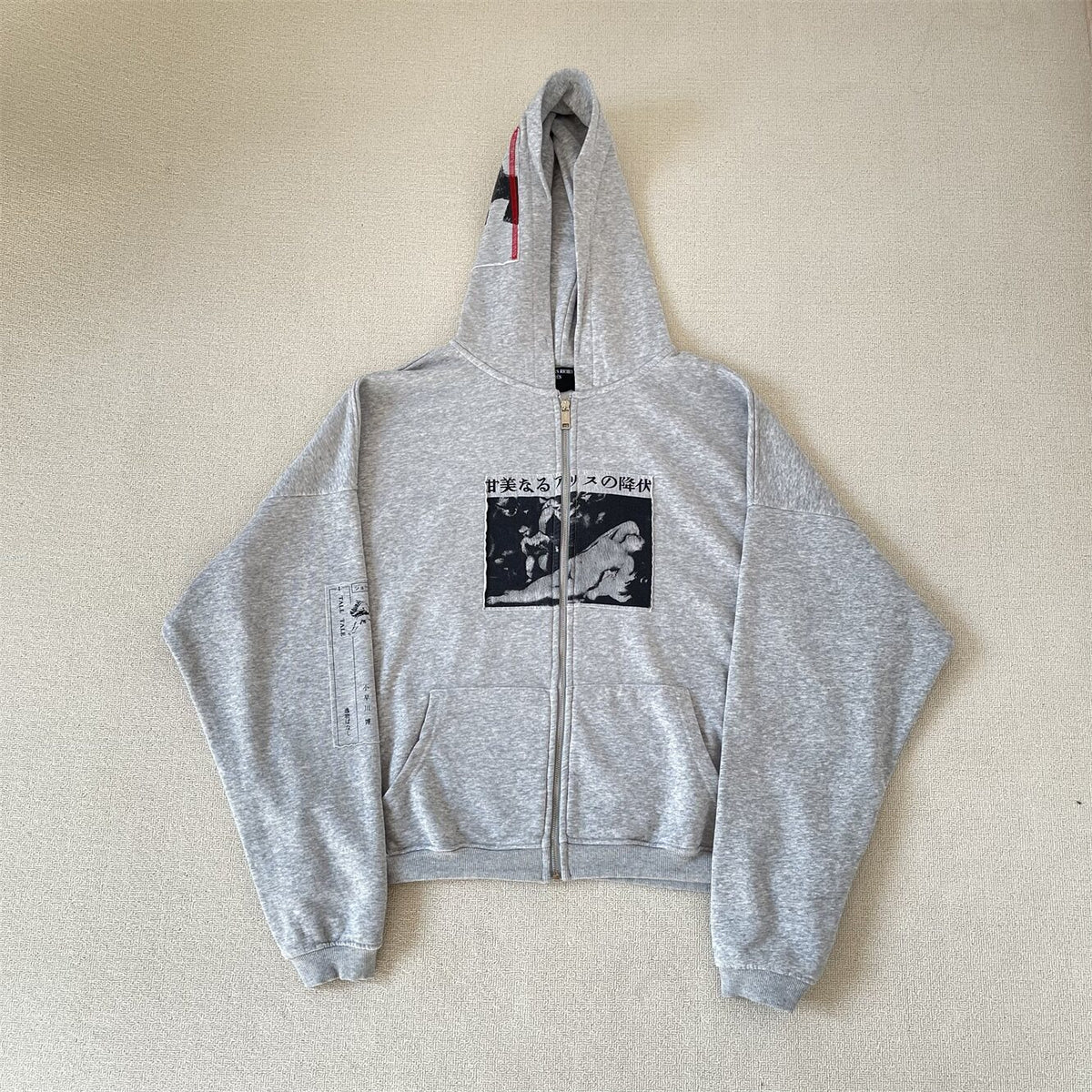 ERD Vintage Oversized Cropped Graphic Zip Up Hoodie