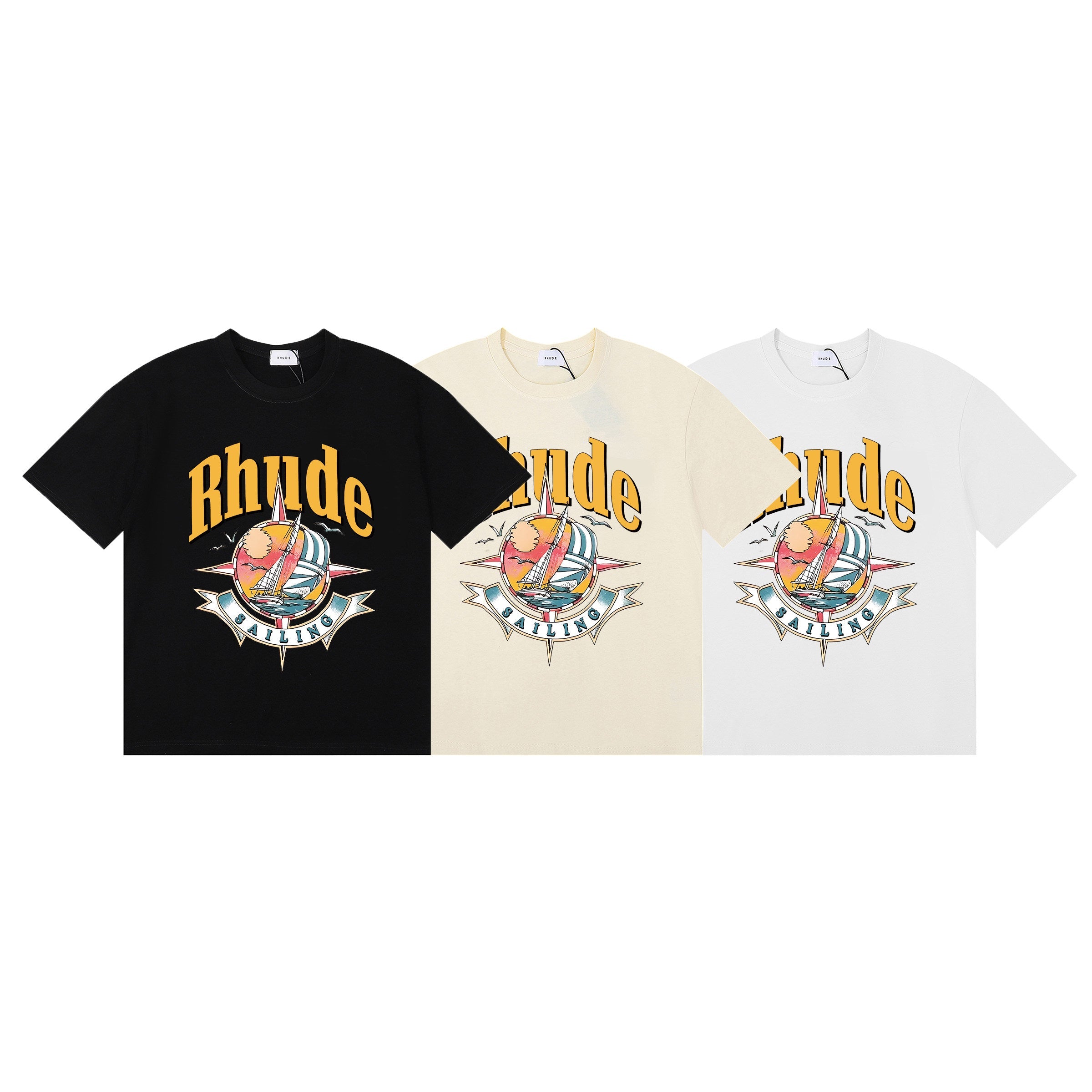 Rhude Sailing Sailboat Navigation Print T-Shirt