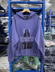ERD Inspired Washed Purple Fleece Zip Up Hoodie