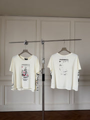 ERD Inspired Distressed Graphic Boxy Crop Cotton Tee