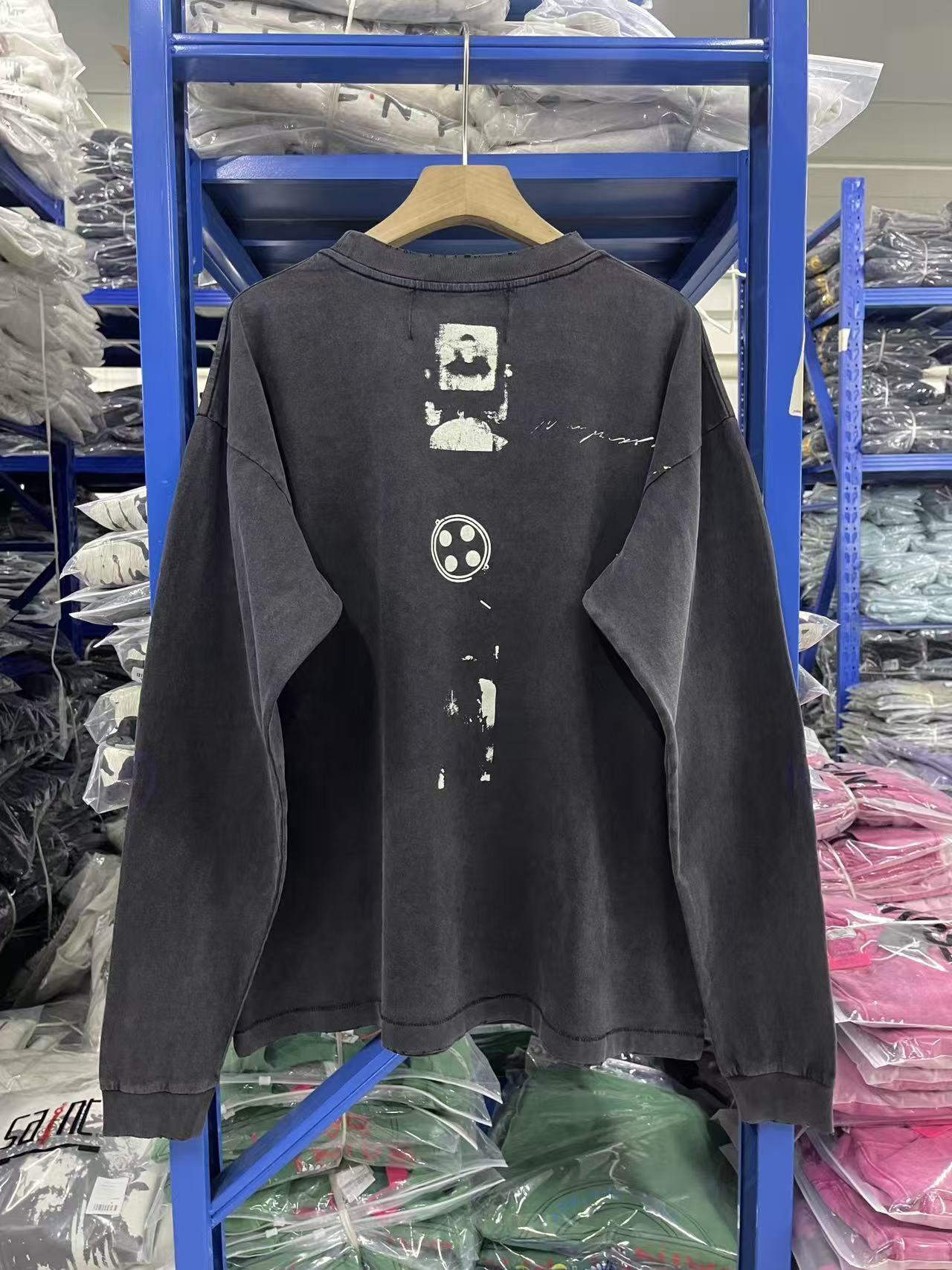 ERD Vintage Washed Black Oversized Long Sleeve Tee