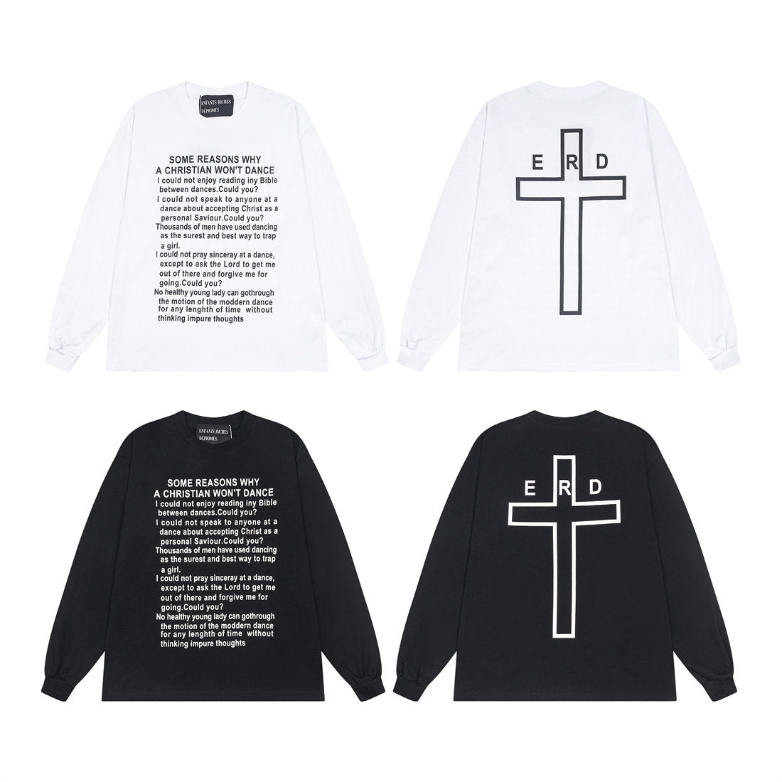 ERD Inspired Classic Slogan Number Cotton Longsleeve Tee