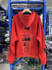 ERD Vintage Dark Red Patchwork Zip Up Hoodie