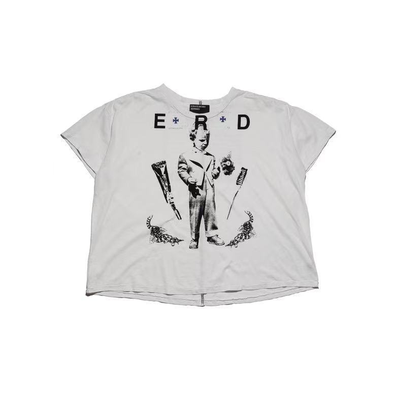 ERD Inspired Celebrity Graphic Distressed White Cotton Tee