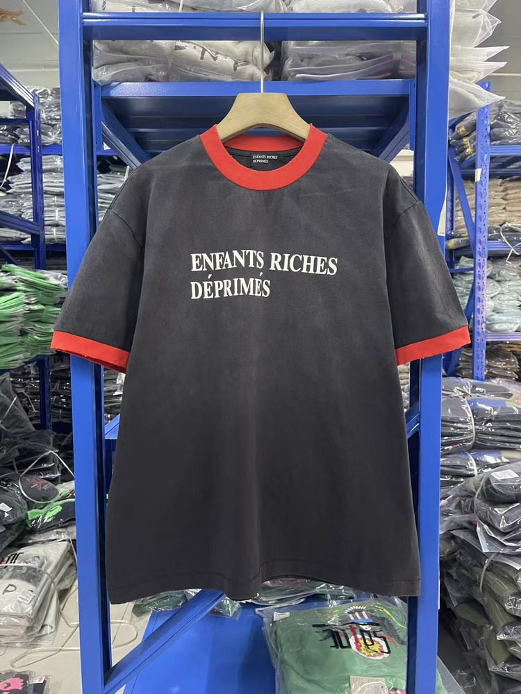 ERD melancholic Vintage Washed Black Patchwork T-Shirt