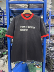 ERD melancholic Vintage Washed Black Patchwork T-Shirt