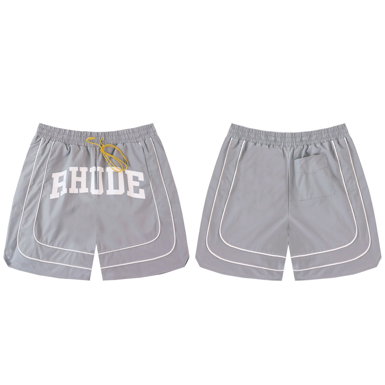 Rhude Printed retro drawstring color-block casual shorts