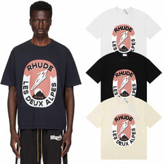 Rhude Les Deux Alpes Alpine Skiing Classic Sunrise Print T-Shirt