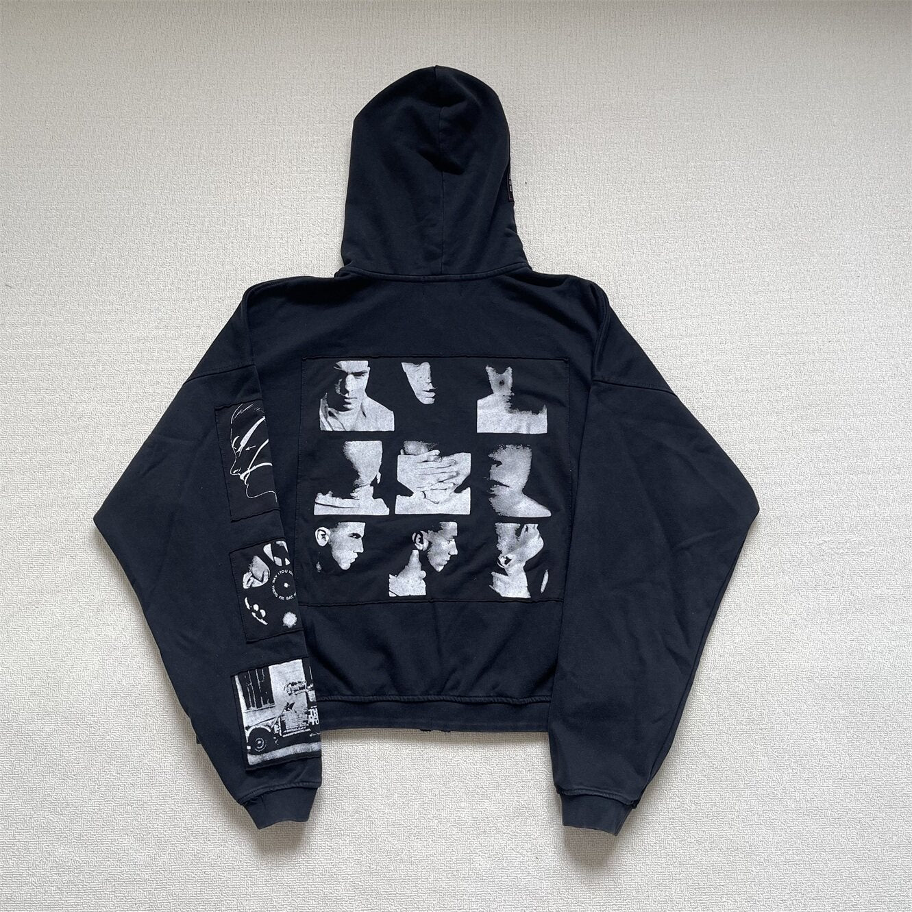 ERD melancholic Vintage Washed Black Zipper Hoodie