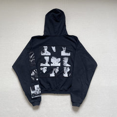 ERD melancholic Vintage Washed Black Zipper Hoodie