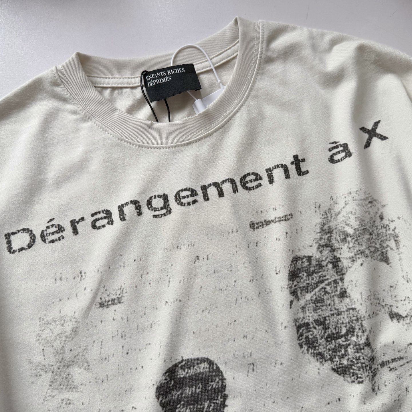ERD Vintage Distressed Character Print Grey Long Tee