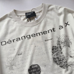 ERD Vintage Distressed Character Print Grey Long Tee