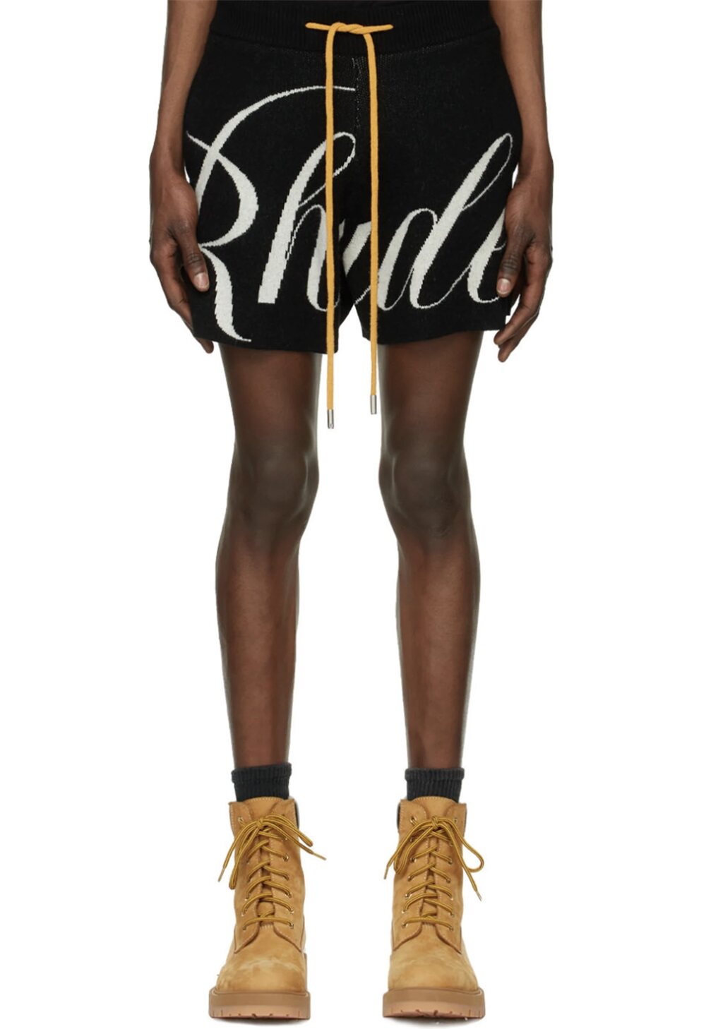 Rhude letter logo jacquard drawstring shorts