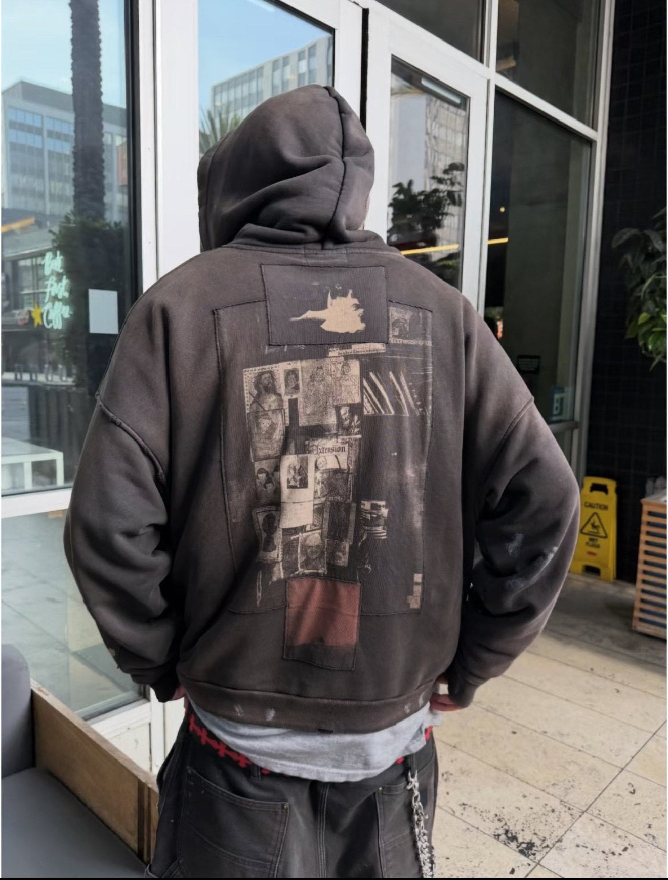 ERD Inspired Heavyweight 480g Graffiti Patchwork Zip Hoodie