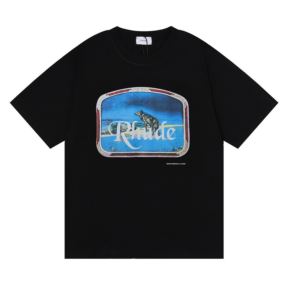 Rhude LONE WOLD Loose Casual Crew Neck Short Sleeve T-Shirt