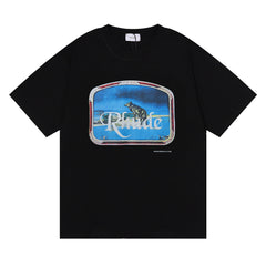 Rhude LONE WOLD Loose Casual Crew Neck Short Sleeve T-Shirt