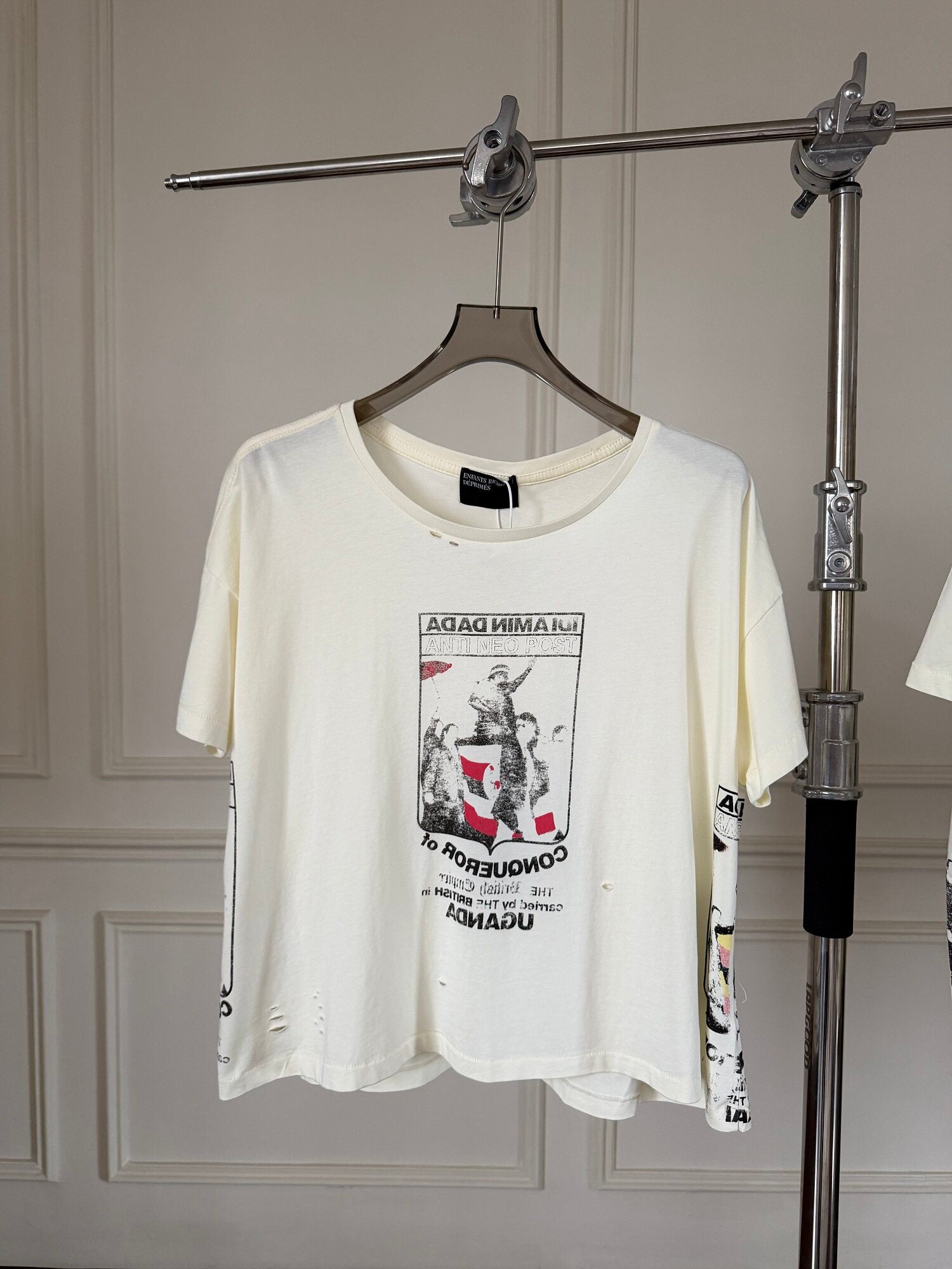 ERD Inspired Distressed Graphic Boxy Crop Cotton Tee