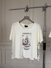 ERD Inspired Distressed Graphic Boxy Crop Cotton Tee