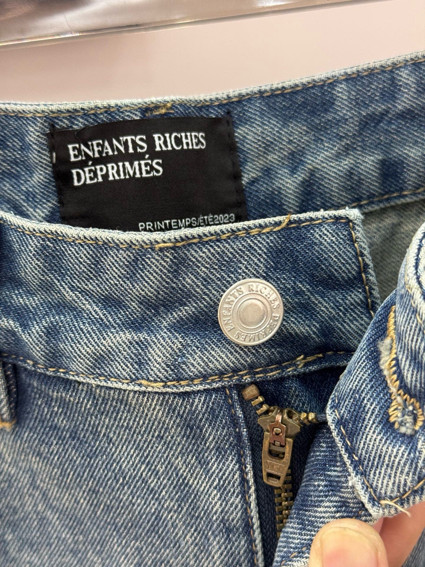 ERD Vintage Distressed Splatter Wash Slim Jeans Pants