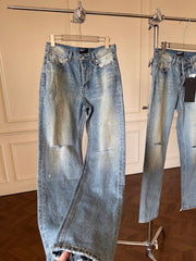 ERD Vintage Mud Wash Distressed Straight Jeans