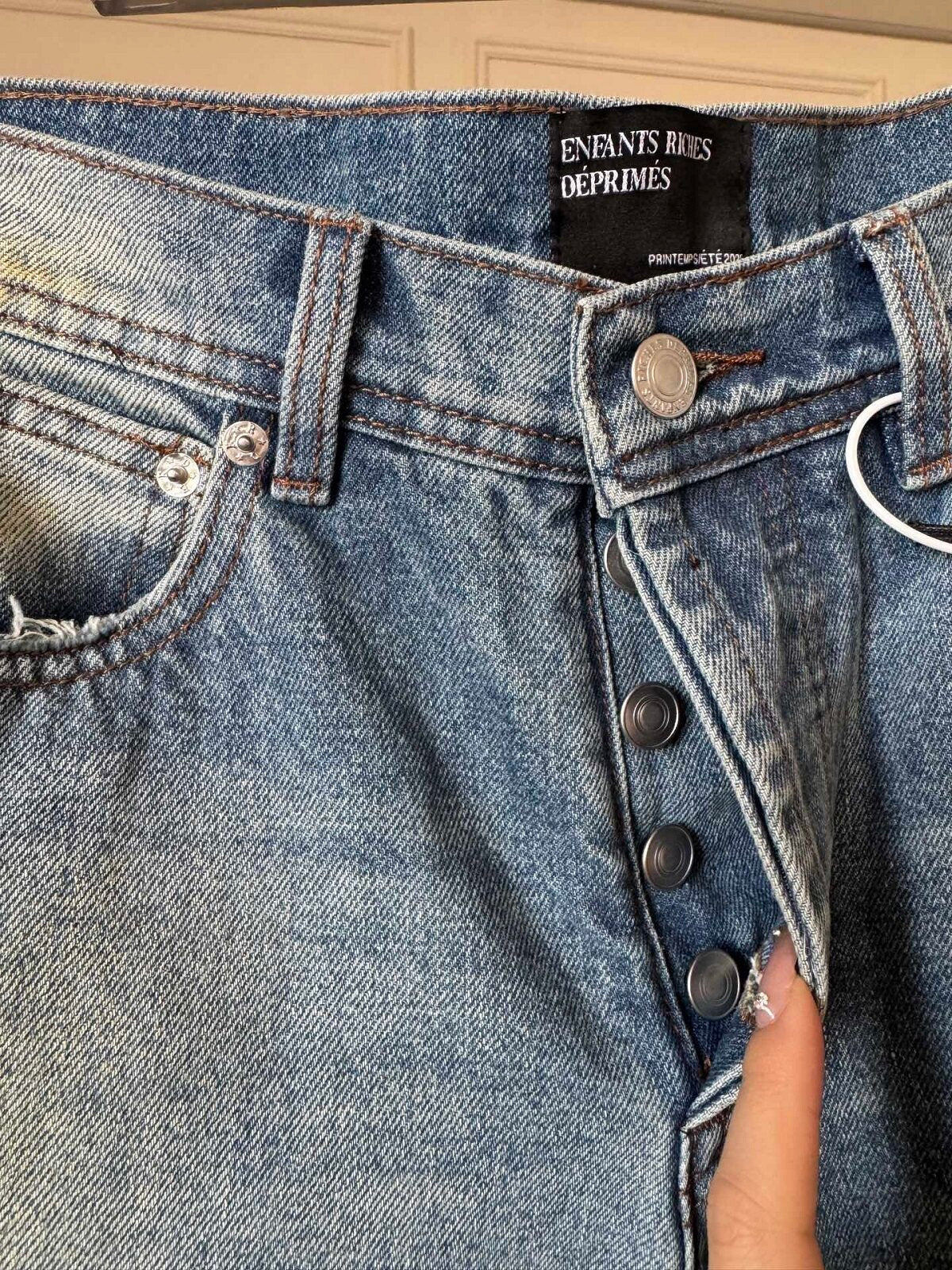 ERD Vintage Mud Wash Distressed Straight Jeans