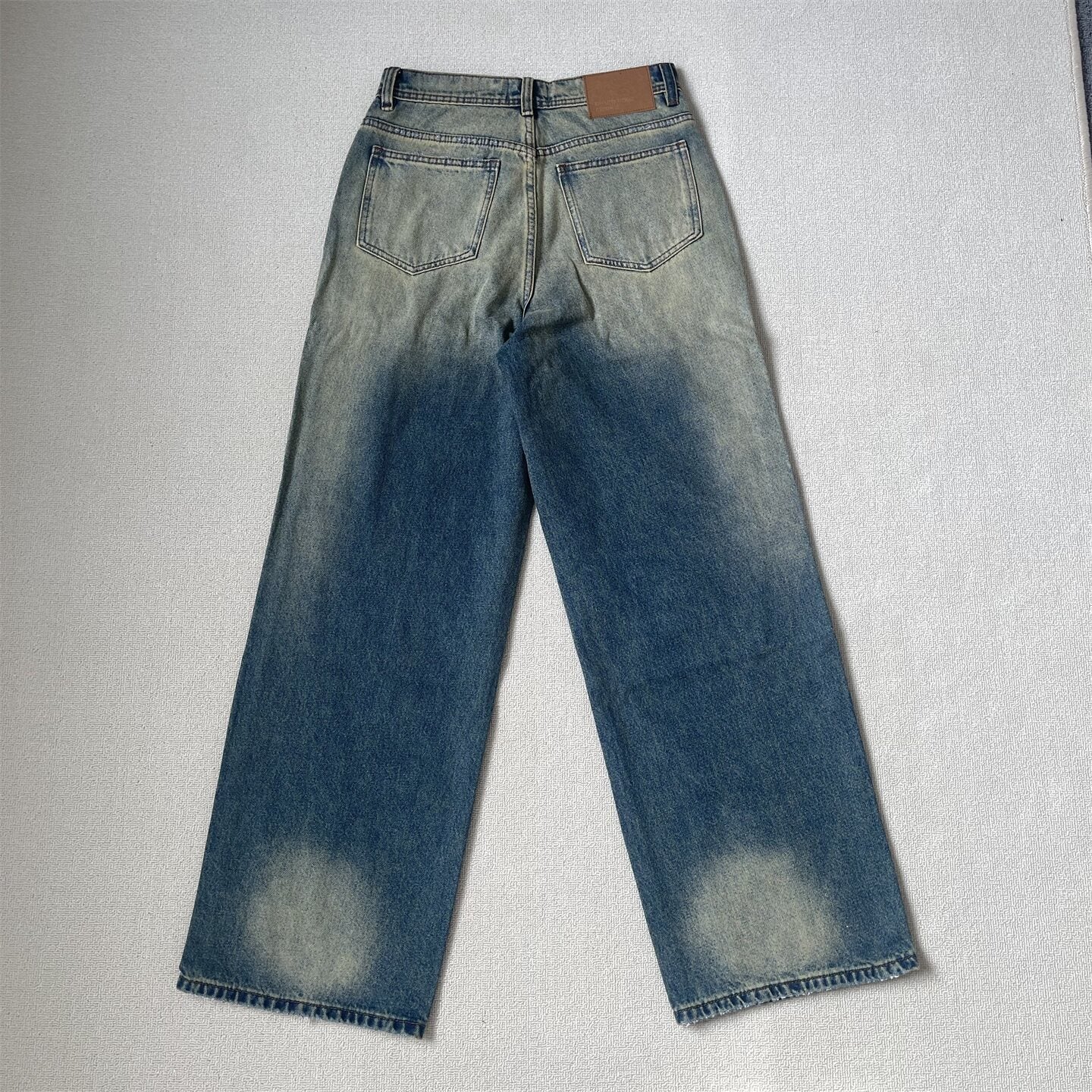 ERD Vintage Mud Wash Distressed Straight Denim Jeans