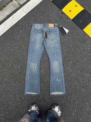 ERD Inspired Distressed Paint Splatter Patchwork Slim Jeans