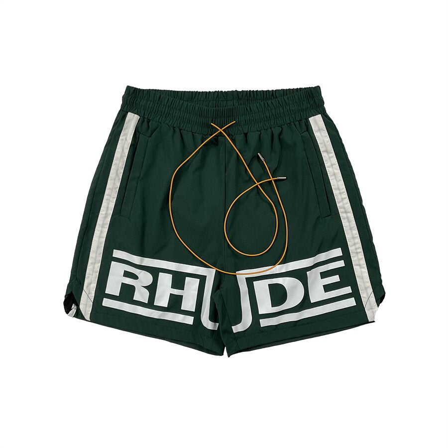 Rhude Contrasting color patchwork drawstring short pants