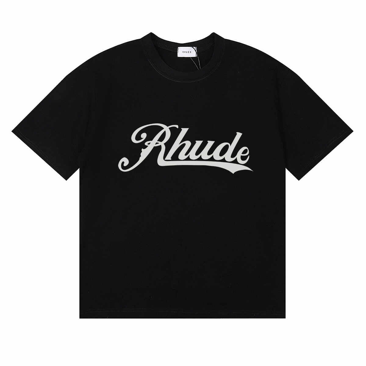 Rhude Sketch Logo Printed Comfortable Loose-Lined Couple T-shirt