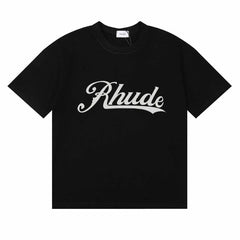 Rhude Sketch Logo Printed Comfortable Loose-Lined Couple T-shirt