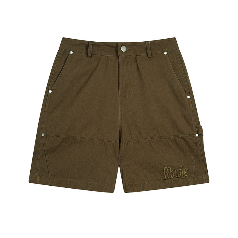 Rhude Hip-hop trend fashion wash denim cargo shorts
