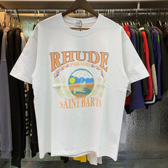Rhude Sunset Beach Print Cotton T-Shirt