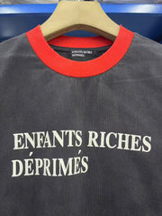 ERD melancholic Vintage Washed Black Patchwork T-Shirt