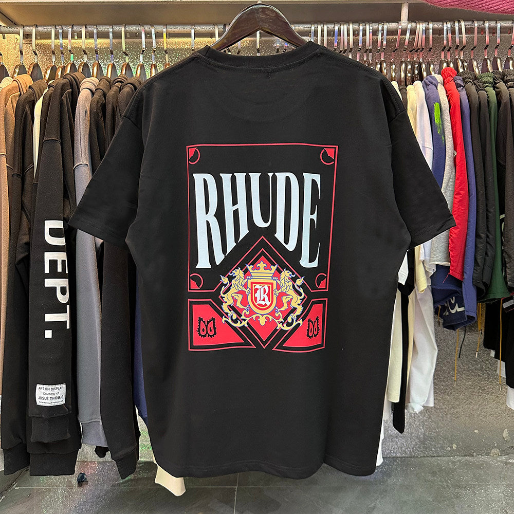 Rhude Card Print Loose-Fit Crew Neck Short Sleeve T-Shirt
