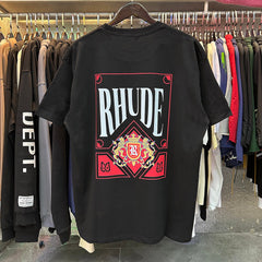 Rhude Card Print Loose-Fit Crew Neck Short Sleeve T-Shirt