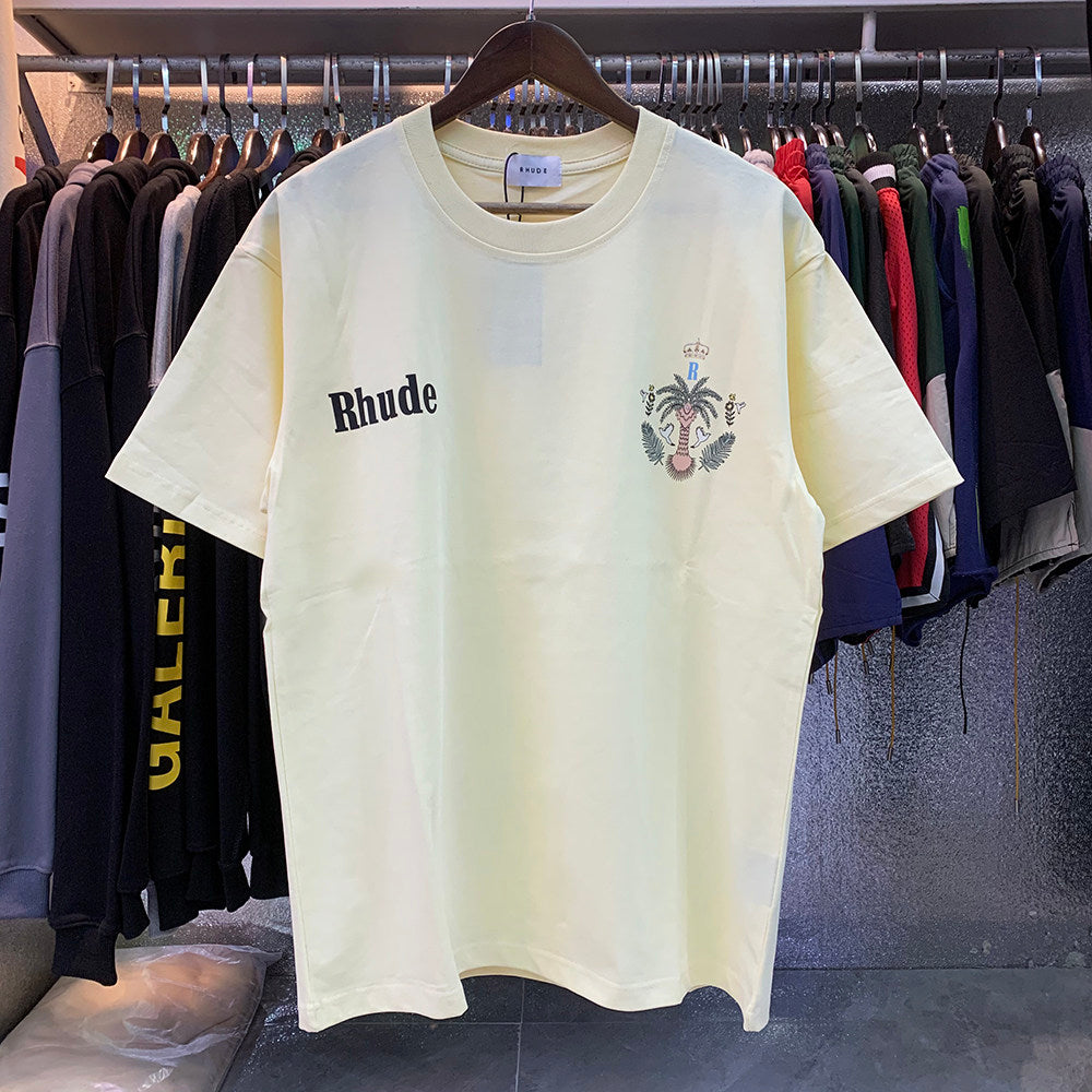 Rhude Las Palmas Coconut Print Round Neck T-shirt