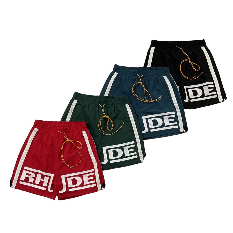 Rhude Contrasting color patchwork drawstring short pants