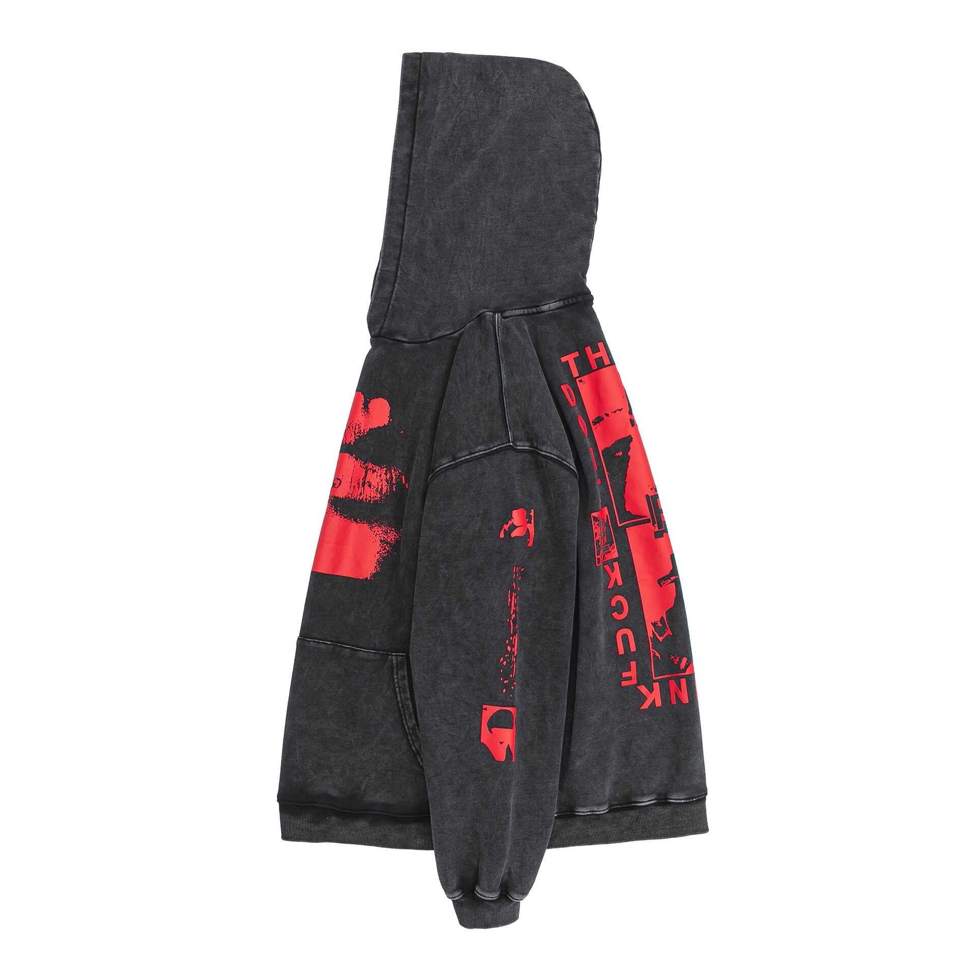 ERD Vintage Faded Black Chain Letter Pullover Hoodie