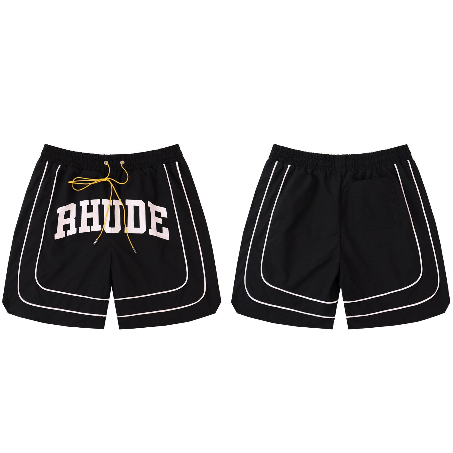 Rhude Printed retro drawstring color-block casual shorts