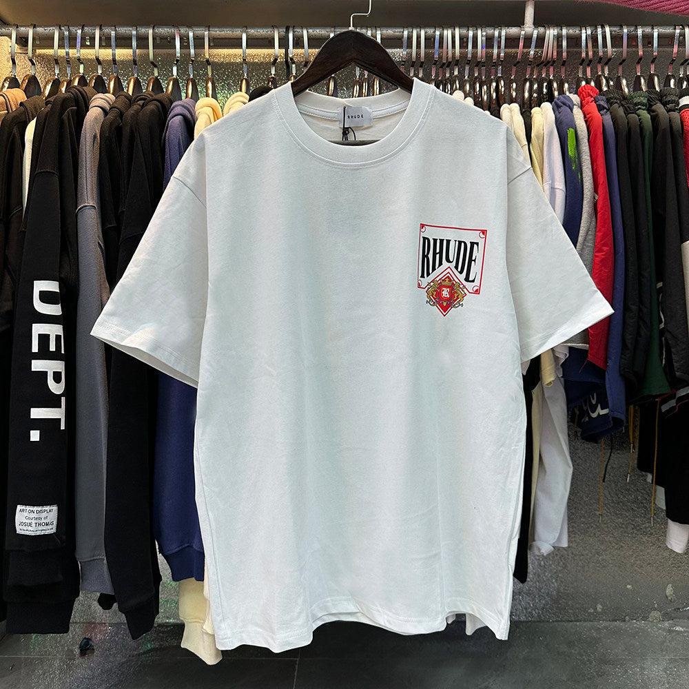 Rhude Card Print Loose-Fit Crew Neck Short Sleeve T-Shirt