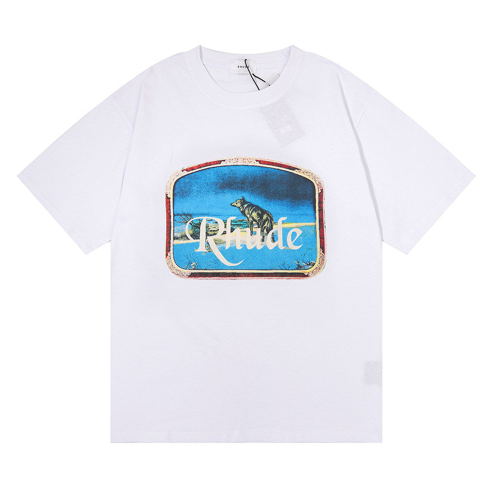 Rhude LONE WOLD Loose Casual Crew Neck Short Sleeve T-Shirt