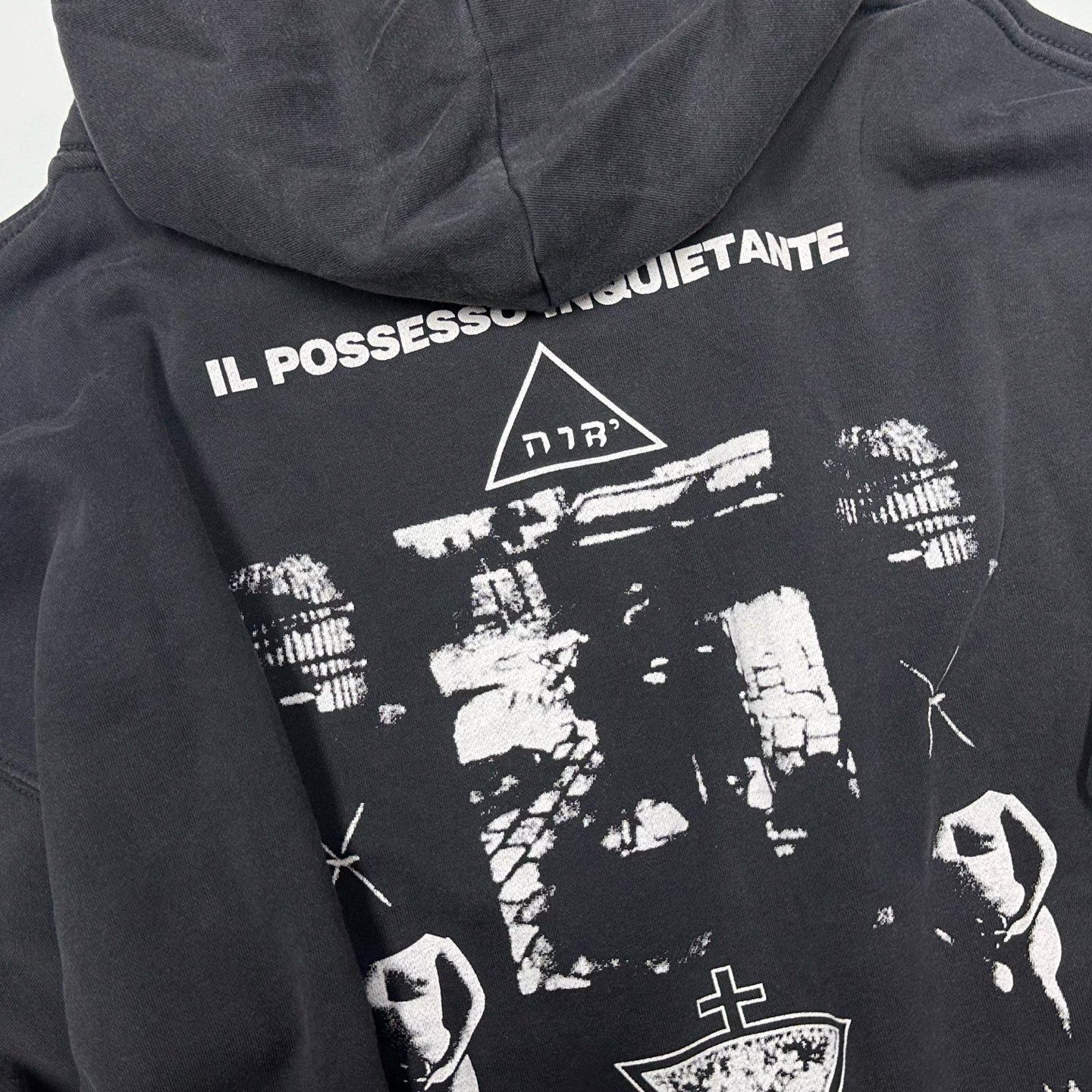 ERD Inspired American Retro Washed Black Hoodie Pullover