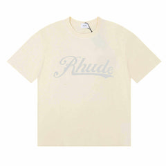 Rhude Sketch Logo Printed Comfortable Loose-Lined Couple T-shirt