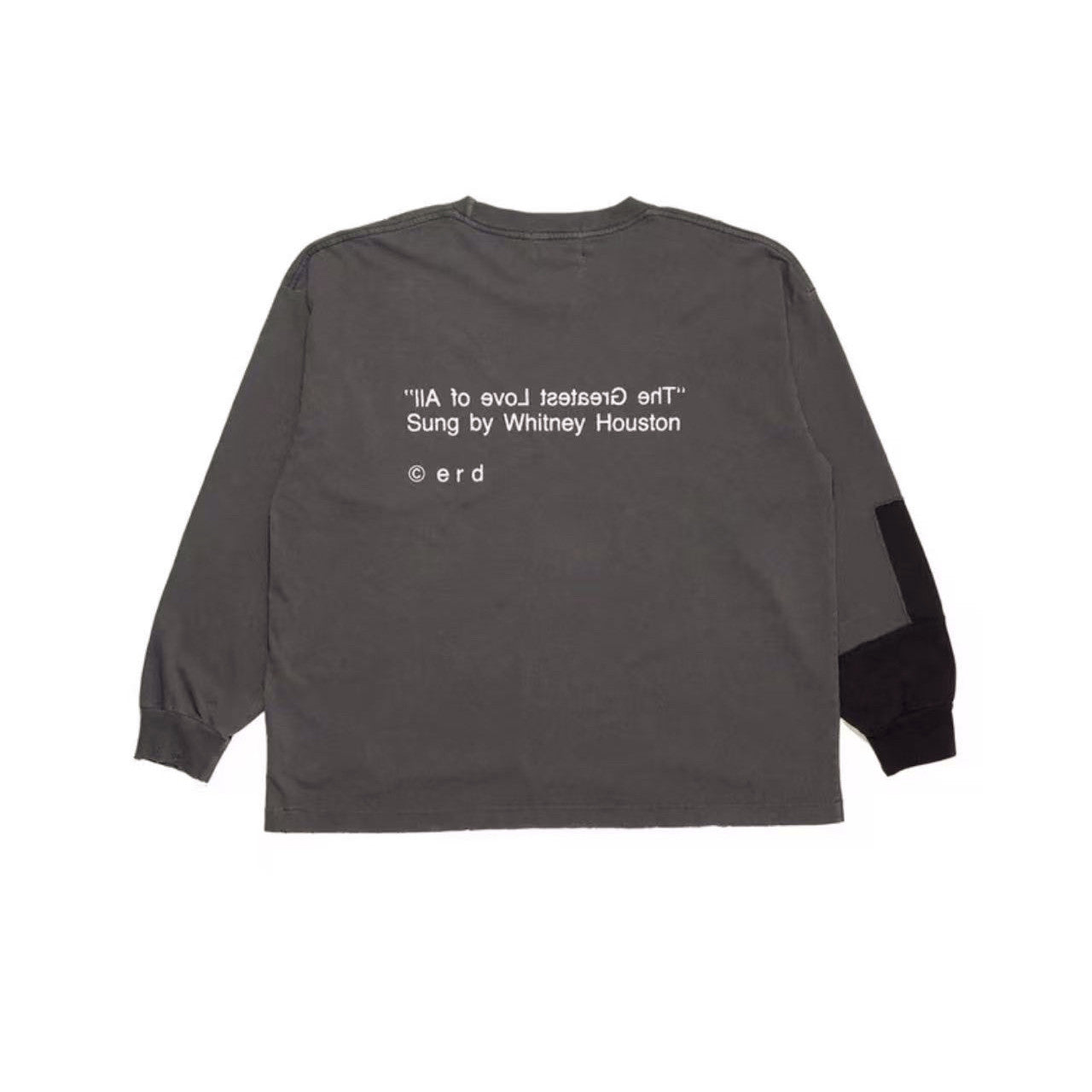 ERD Whitney Houston Graphic Distressed Charcoal Longsleeve Tee