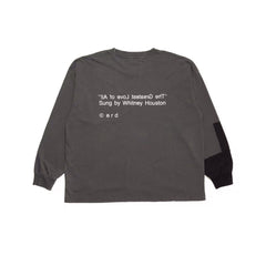 ERD Whitney Houston Graphic Distressed Charcoal Longsleeve Tee