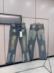 ERD Vintage Distressed Splatter Wash Slim Jeans Pants