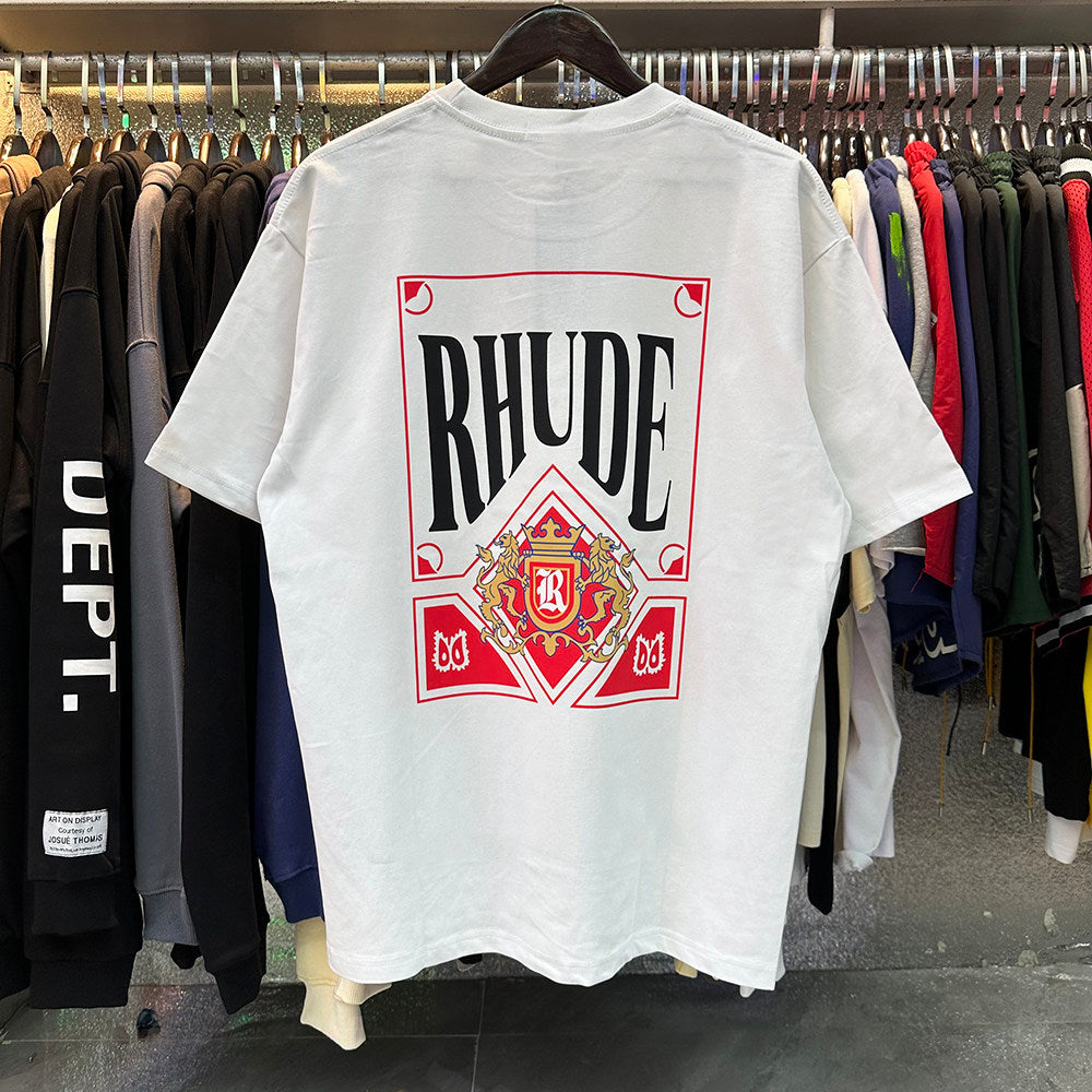Rhude Card Print Loose-Fit Crew Neck Short Sleeve T-Shirt