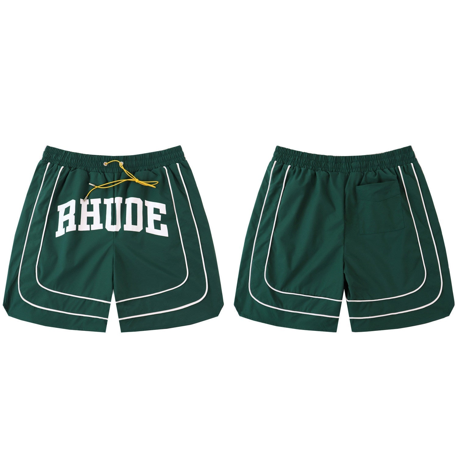 Rhude Printed retro drawstring color-block casual shorts
