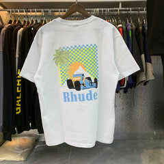 Rhude Moonlight Tropics Coconut Tree Racing Print T-shirt