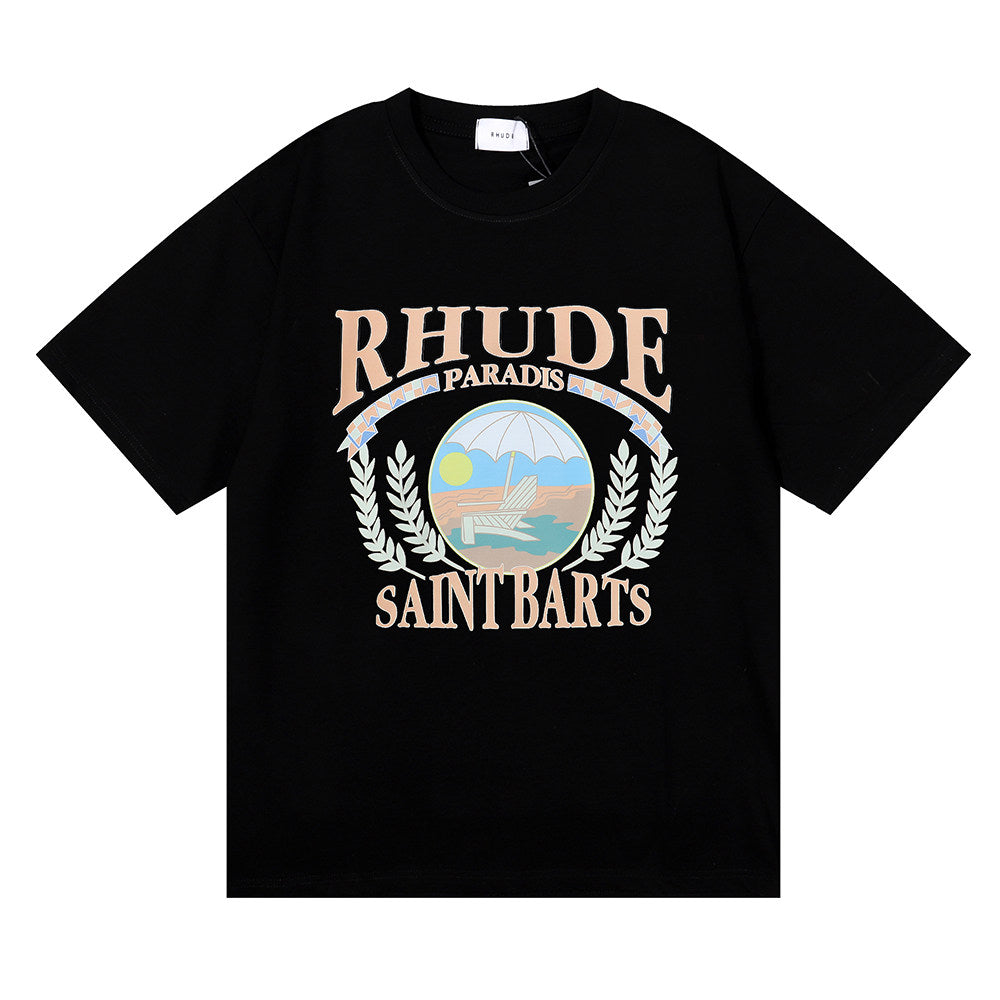 Rhude Sunset Beach Print Cotton T-Shirt